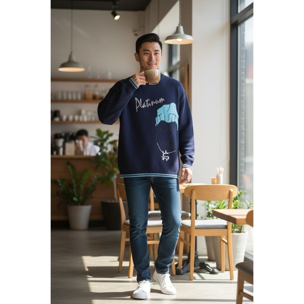 New Sullivan Premium Superior Men's Sweater Size 2XL Blue Made in Korea